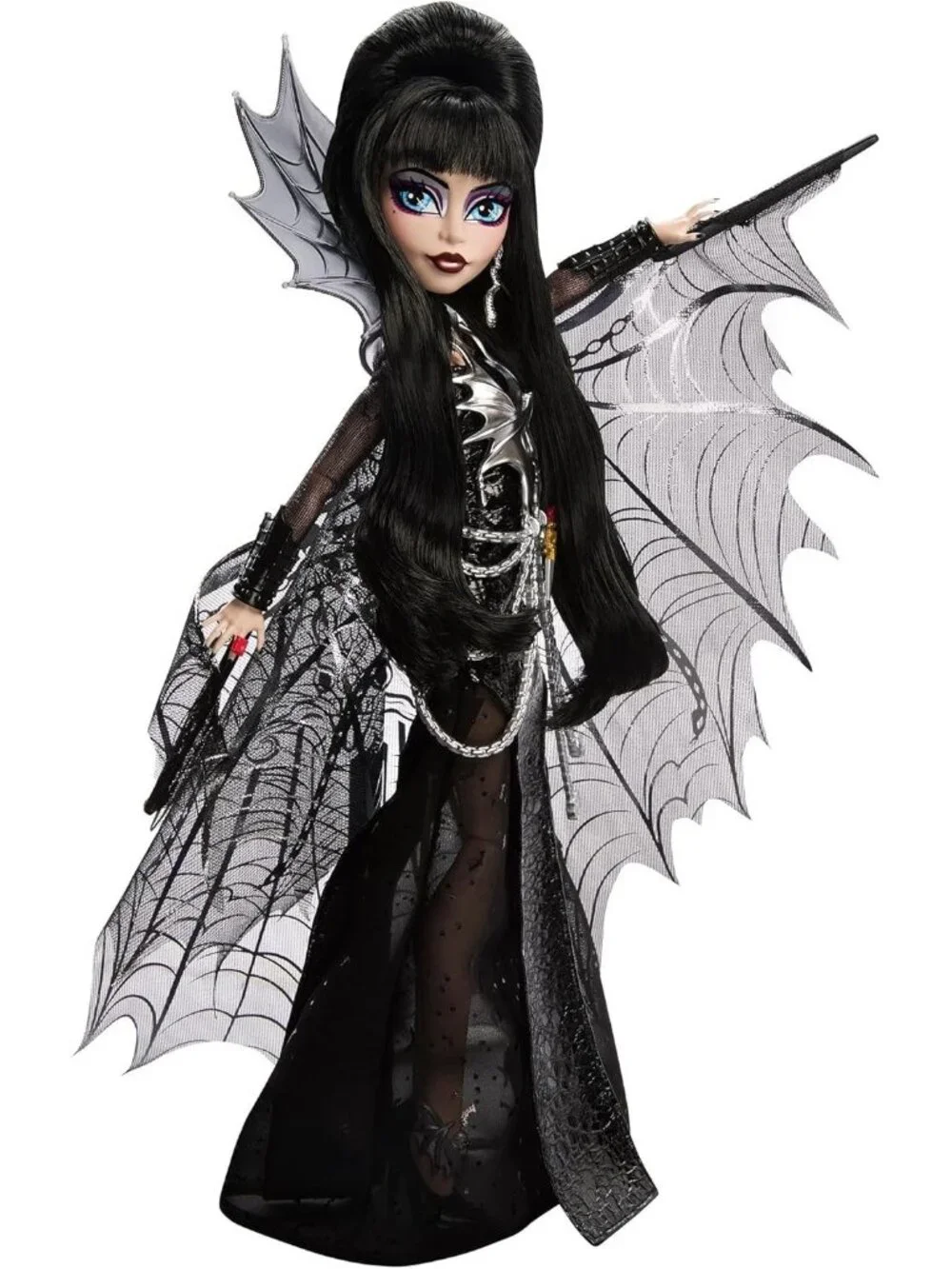 Monster High Doll Elvira Mistress of Dark Collectible in Black Faux Leather NIB
